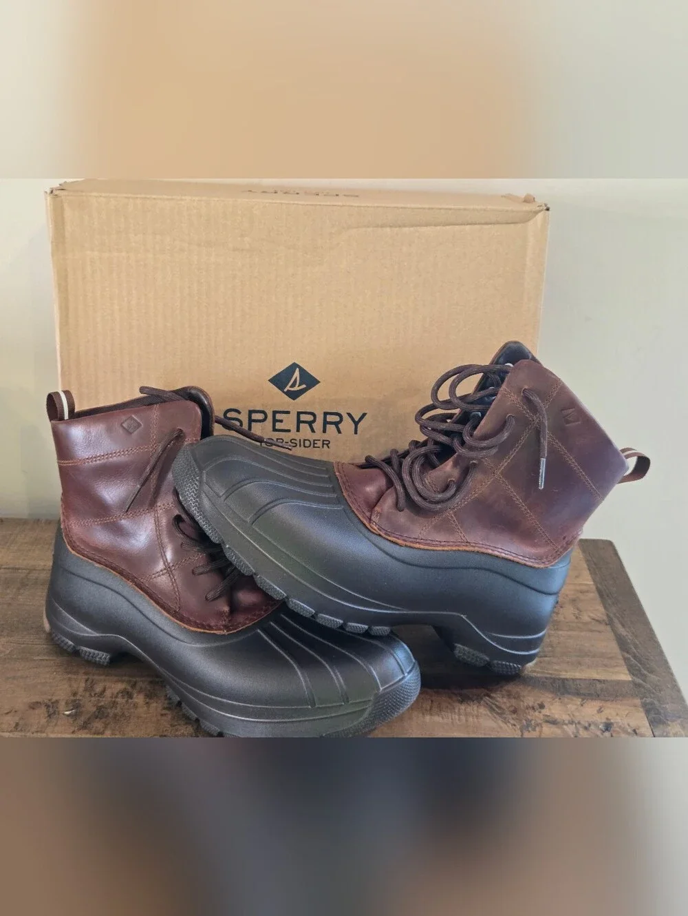 Sperry Duck Float Lace-Up Boots, Brown men size 8
